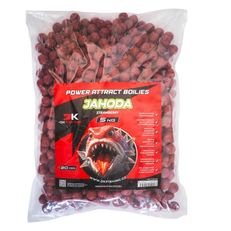 DK FISHING boilies Power Attract jahoda 5kg 24mm