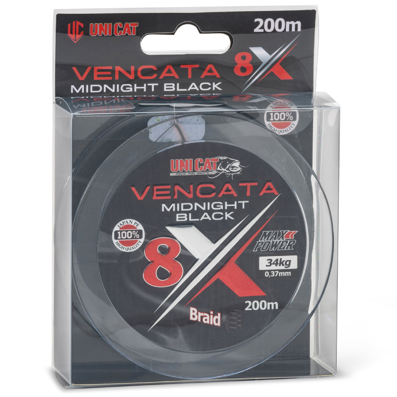Uni Cat šňůra Vencata Midnight Black 8X 200m 0,50mm 48kg