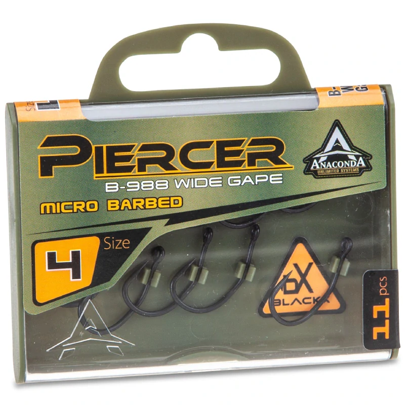 Anaconda háček bez protihrotu Piercer B-988 Wide Gape Barbless 11ks velikost 6