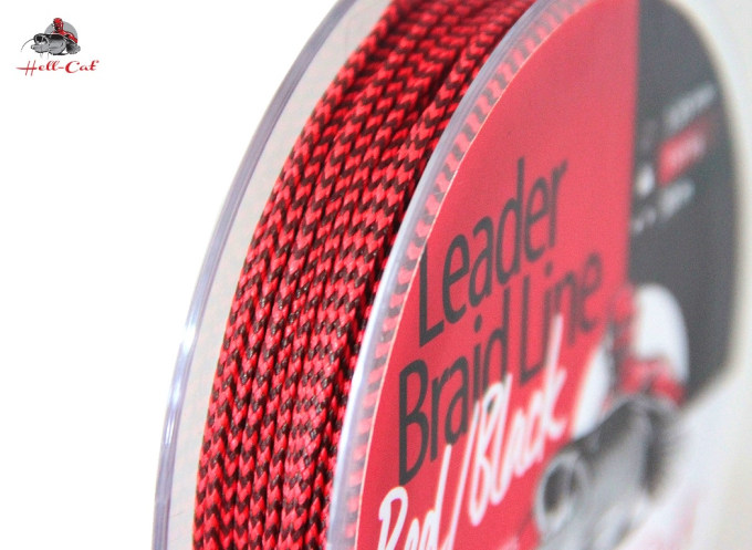 SPLÉTANÁ ŠŇŮRA HELL-CAT - LEADER BRAID LINE RED/BLACK 20M 1.55MM/150KG
