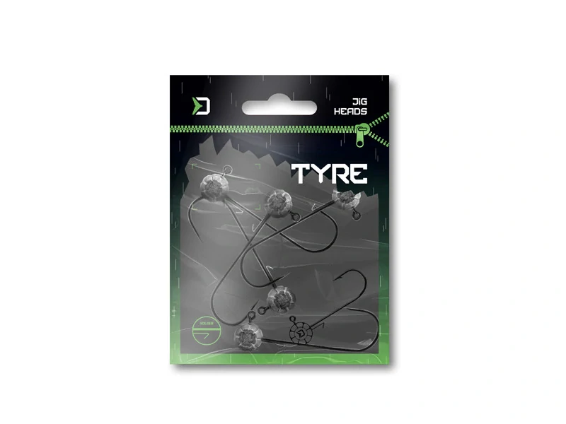 Jigová hlava s držákem Delphin TYRE / 5ks 10g-4/0