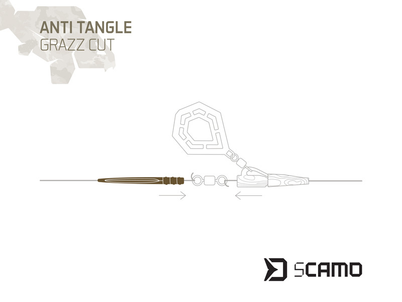Gumička proti zamotání Delphin sCAMO GRAZZ Cut 10ks 55mm