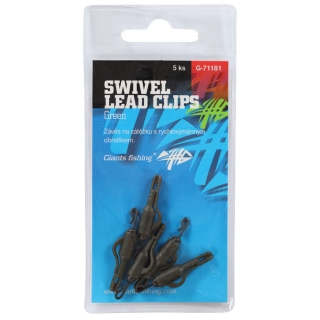 GIANTS FISHING ZÁVĚS NA BOČNÍ OLOVO SWIVEL LEAD CLIPS GREEN 5KS
