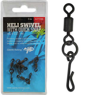 GIANTS FISHING HELI SWIVEL WITH QUICK SNAP, 5KS, VELIKOST #4 (EU 8)