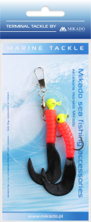 MOŘSKÝ NÁVAZEC - PILK TWIST JIGHEAD RIG 5.5cm-2x6g - ČERVENO/ČERNÝ - 1 ks